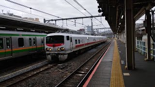 [ジョイント音]試9941M E491系 山手貨物線検測 試運転列車がジョイント音を鳴らしながら大宮駅10番線を高速通過するシーン