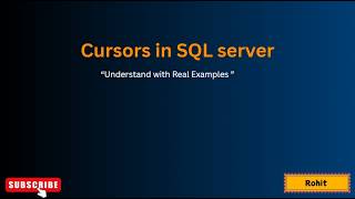 Cursors in SQL server Explained Step by Step with Example #sql #sqltutorial