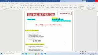 MS SQL DBA Online Training | Third Batch