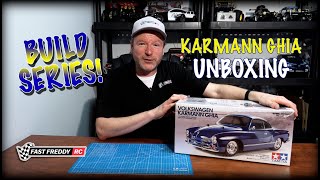 Unboxing the Tamiya Volkswagen Karmann Ghia on the M-06 Chassis