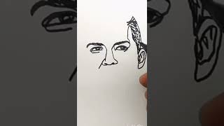 ONE LINE drawing 😱🤯 GUESS WHO IS HE ?#shorts #trending #shortvideo #youtubeshorts #viralshorts #cr7