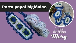 Porta papel higiénico a crochet - Juego de baño a crochet Modelo Mery - canal ( Yessi Crochet )