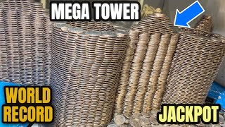 ✅WORLD’S “BIGGEST” QUARTER TOWER EVER BUILT CRASHES DOWN! HIGH LIMIT COIN PUSHER