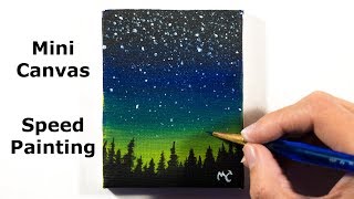 🗣 Acrylic Painting of a Snowy Night Sky | Mini Painting Series #2
