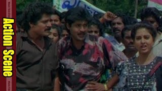 Action Scene Between Police & College Students || Rajadhani Movie || Vinod Kumar, Yamuna