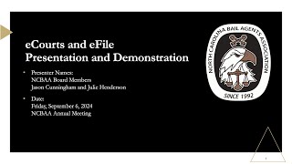 eCourt and eFile Presentation and Demonstration - NC Bail Agent Resources
