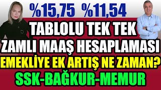 %15.75 %11,54 Tablolu Tek Tek Zamlı Maaş Hesaplaması