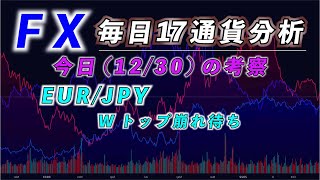 【FX：毎日17通貨チェック】2024/12/30(月)の相場分析。EUR/JPYをウォッチ。