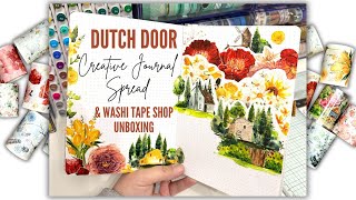 WASHI TAPE SHOP UNBOXING | CREATIVE JOURNAL DUTCH DOOR SPREAD | DOT GRID JOURNAL LAYOUT