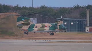 2021.12.8 三沢基地 CH-47J 函館空港に緊急着陸したF-35Aの支援のため離陸！！