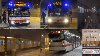 IT'S SNOWING 2022!! (TTC Buses and Trains in Snowstorm)