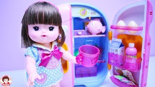 รีวิวของเล่นตู้เย็น ตุ๊กตาเมลจัง Mell Chan Doll Playing Refrigerator Toy Kitchen Cooking Toys