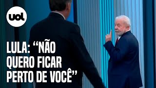 Lula mantém distância de Bolsonaro no debate: 'Não quero ficar perto de você'