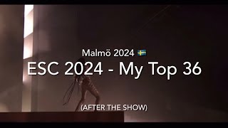 ESC 2024 - My Top 36 (After the Show)