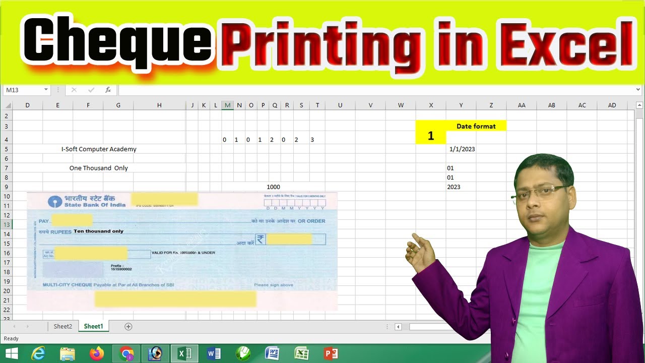 Cheque Printing In Ms Excel 2016 Kaise Kare Excel Se Cheque Print