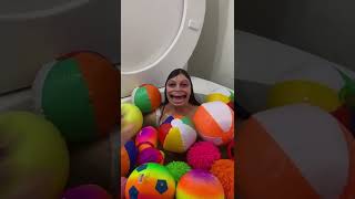 CRAZY Face with ORBEEZ  SURPRISE in Giant Toilet with Sports Balls #shorts