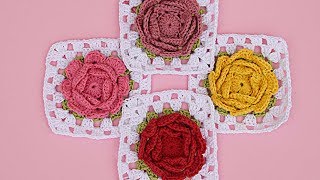 Cuadro de flores a crochet gramy square #tutorial #pasoapaso