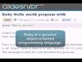 Ruby Tutorial:  Hello world program with
