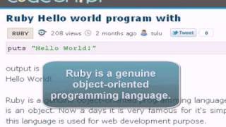 Ruby Tutorial: Hello world program with