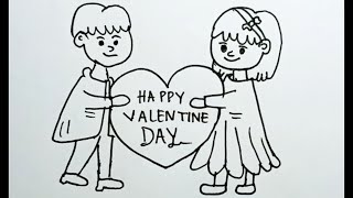 How To Draw Valentine Couple Easy Step By Step |Drawing Valentine Day