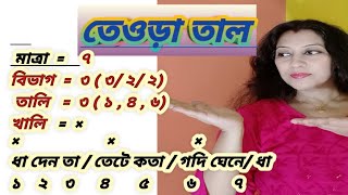 Teora Taal For Beginners| তেওড়া তাল| Easy Learn Teora  Taal step by step in Bengalis।বাংলা তাল