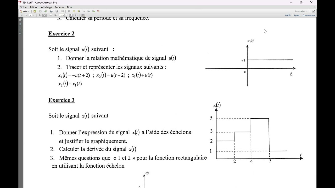 Théorie Du Signal L2 TD N°1 : Généralités Sur Les Signaux - YouTube