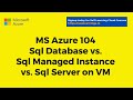 MS Azure 104 - Sql Database vs. Sql Managed Instance vs. Sql Server on VM