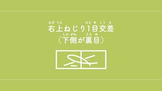 右上ねじり1目交差（下側が裏目）　【棒針編み／編み物】