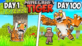 I Survived 100 Days as a TIGER in Minecraft