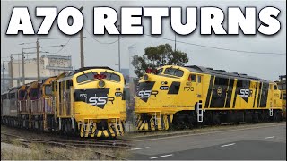 A70 Returns to Service! 6 Locomotive Lashup on the Piangil-Melbourne SSR Grain. (Piangil-Melbourne)