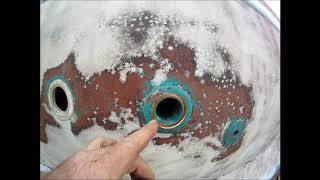 How to remove a thruhull from the outside of a boat with a hole saw.