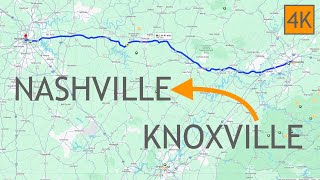Knoxville to Nashville Tennessee Drive 4K - Driving Road Trip