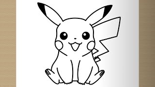 How to draw PIKACHU (Pokémon) step by step, EASY