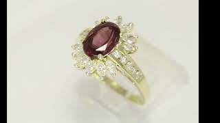 Diamond Garnet Halo Ring 3.70CT 14K YX Gold Size 8 - 32213