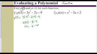 Lesson 6.3 - Evaluating a Polynomial Using Function Notation (Numerical Values)