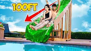 We Built The BIGGEST Backyard Water Slide EVER!! *World Record*