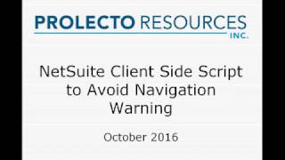 Prolecto: NetSuite SuiteLet Avoid Navigation Warning on Reload 20161029