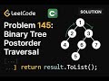 LeetCode 145: Binary Tree Postorder Traversal | C# Solution | Recursive & Iterative Approaches |