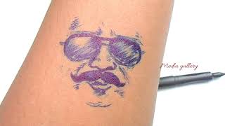 Lalettan tattoo drawing on hand.(Aadu Thoma) I am Sreehari