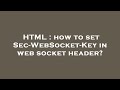 HTML : how to set Sec-WebSocket-Key in web socket header?