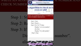 #shorts |How to write algorithm| algorithm of finding no is even or odd| basic algorithm writing| ❤️