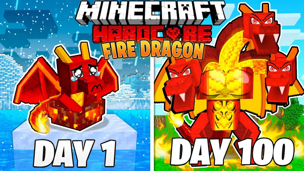 I Survived 100 Days As A Fire Dragon In Hardcore Minecraft Youtube
