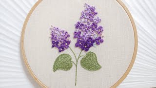 [프랑스 자수]라일락 입체 자수 Lilac Hand embroidery /페탈스티치 Petal Stitch/ 야생화 자수