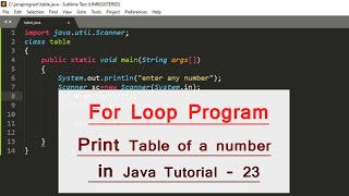 For Loop Program in Java | Table of a number - 23 | Java Programming in Hindi