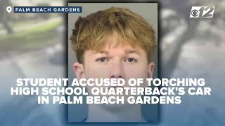 Student accused of torching high school quarterback's car in Palm Beach Gardens