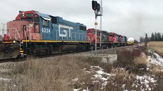 Two GTW's On L568 W/Dimensional Load! GT 6224 CN 7025 CN 7515 GT 5849 New Hamburg Ontario Guelph Sub