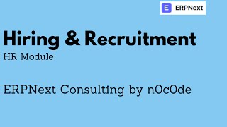 Hiring & Recruitment using ERPNext