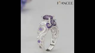 Art Deco Round Cut Amethyst 925 Sterling Silver Engagement Ring - Joancee.com