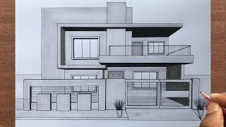 How to Draw a House in 1 Point Perspective