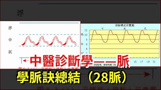 中醫診斷學——脈學脈訣總結（28脈）